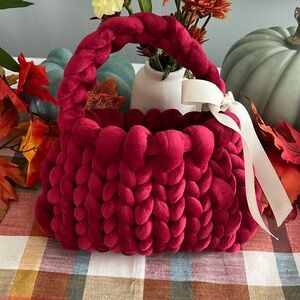 Chunky Yarn Hand Bag | Handmade Crochet Boho Bag |Women’s Purse | Wine Red